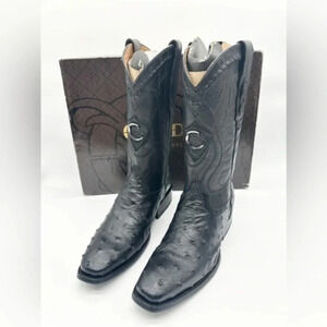 Cuadra Mens Black Ostrich Boots Size 8.5